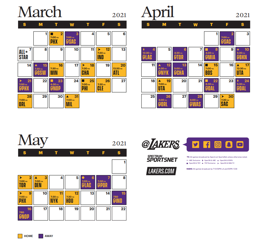 NBA: Los Angeles Lakers Second Half Schedule Revealed